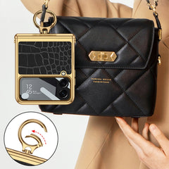 GKK Integrated Plating + Leather Flip Phone Case, For Samsung Galaxy Z Flip4