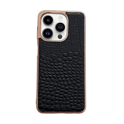 Crocodile Texture Genuine Leather Nano Electroplating Phone Case, For iPhone 14 Pro, For iPhone 14 Pro Max, For iPhone 13 Pro Max, For Motorola Moto Razr 2022