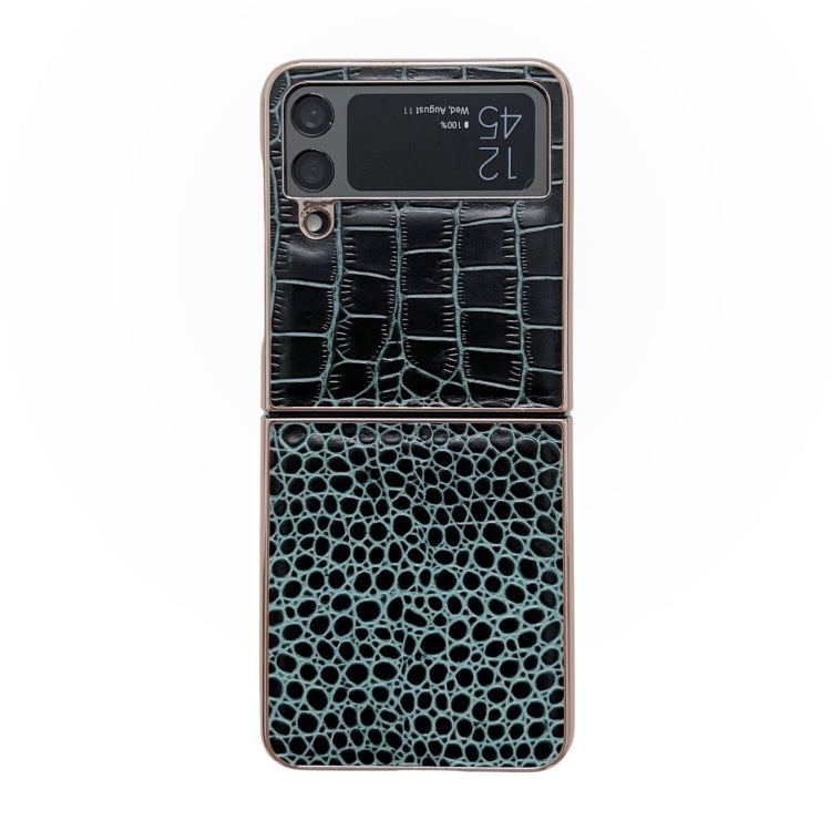 Crocodile Texture Genuine Leather Nano Electroplating Phone Case, For iPhone 14 Pro, For iPhone 14 Pro Max, For iPhone 13 Pro, For iPhone 13 Pro Max, For Samsung Galaxy Z Flip4, For Motorola Moto Razr 2022