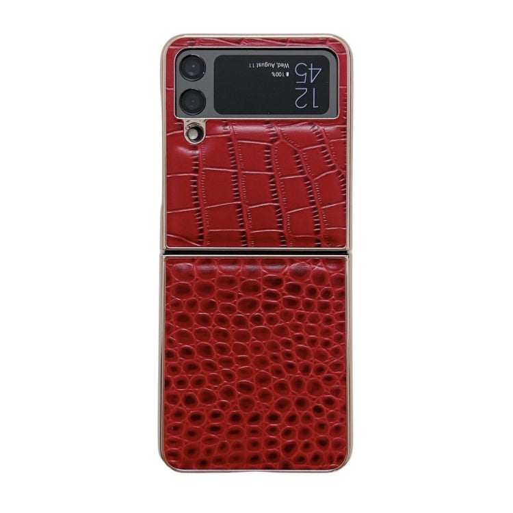 Crocodile Texture Genuine Leather Nano Electroplating Phone Case, For iPhone 14 Pro, For iPhone 14 Pro Max, For iPhone 13 Pro, For iPhone 13 Pro Max, For Samsung Galaxy Z Flip4, For Motorola Moto Razr 2022