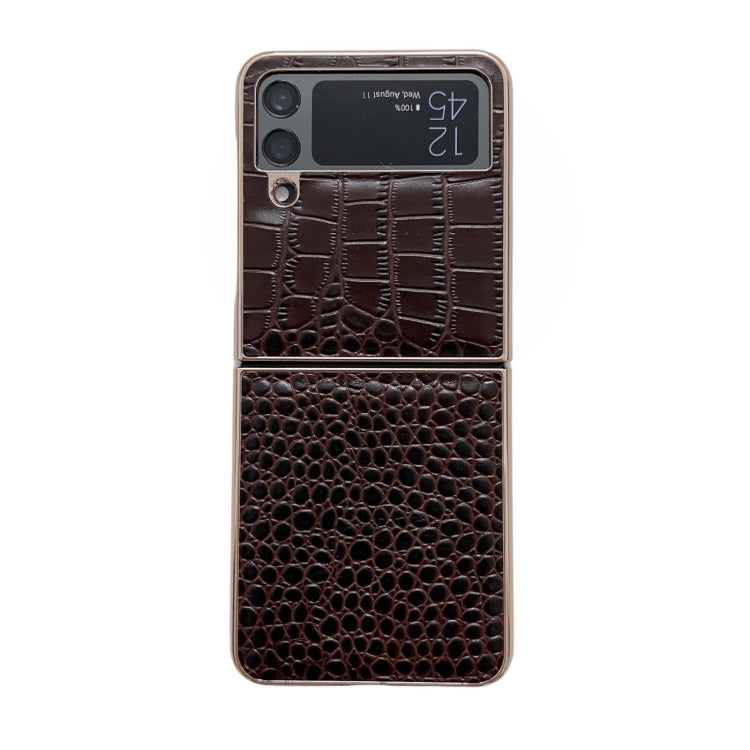 Crocodile Texture Genuine Leather Nano Electroplating Phone Case, For iPhone 14 Pro, For iPhone 14 Pro Max, For iPhone 13 Pro, For iPhone 13 Pro Max, For Samsung Galaxy Z Flip4, For Motorola Moto Razr 2022