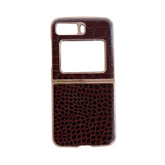 Crocodile Texture Genuine Leather Nano Electroplating Phone Case, For iPhone 14 Pro, For iPhone 14 Pro Max, For iPhone 13 Pro Max, For Motorola Moto Razr 2022