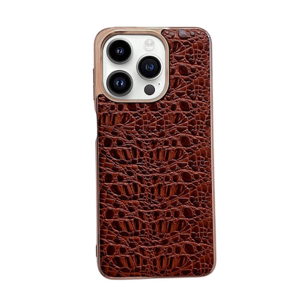 Sky Series Nano Electroplating Genuine Leather Phone Case, For iPhone 14 Pro Max