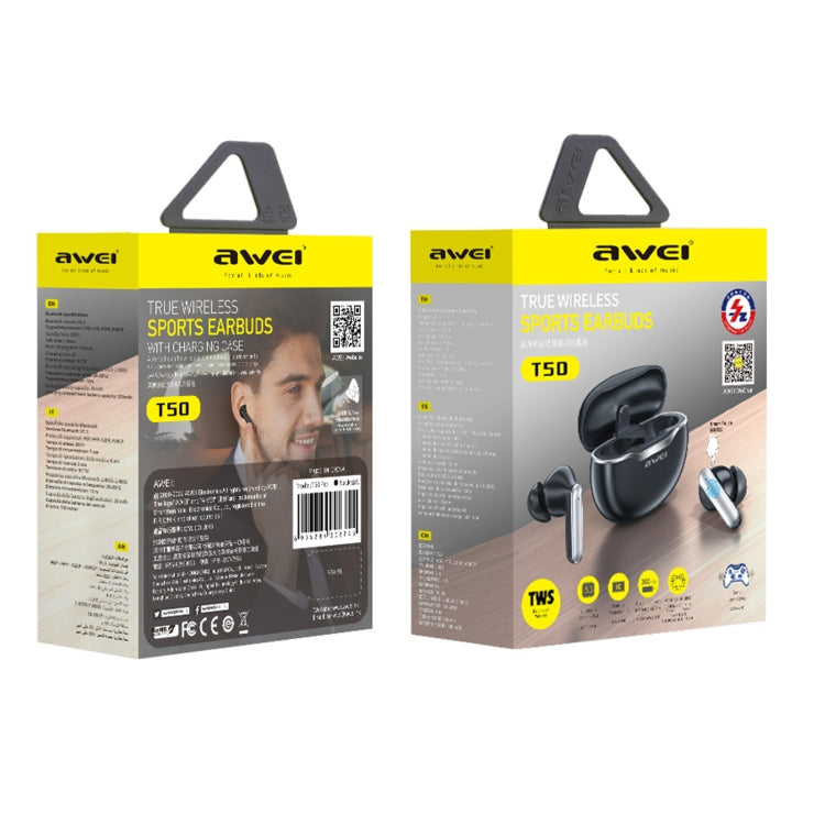 awei T50 True Wireless Gaming Bluetooth Earbuds, T50