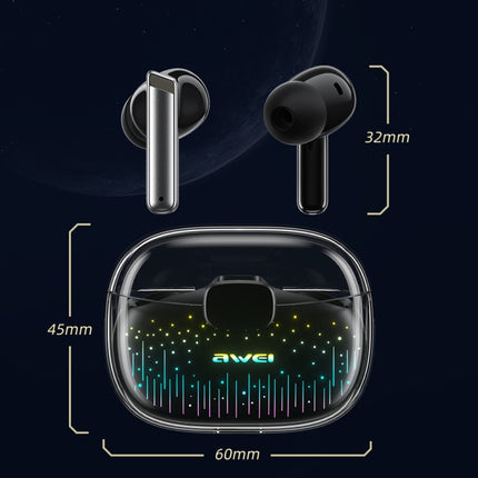 awei T52 Pro True Wireles Gaming Bluetooth Earbuds, T52 Pro(Glass Pattern), T52 Pro(Starry Pattern)