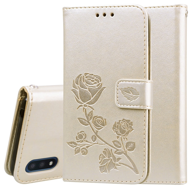 Rose Embossed Horizontal Flip PU Leather Case with Holder & Card Slots & Wallet, For Galaxy A01