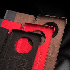 QIALINO Genuine Leather Side Window View Smart Phone Case