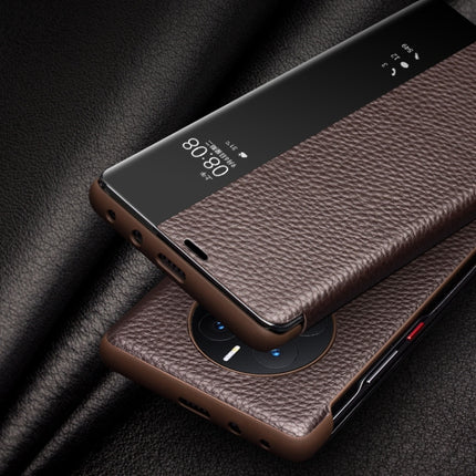 QIALINO Genuine Leather Side Window View Smart Phone Case, For Huawei Mate 50 Pro, For Huawei Mate 50, For Huawei Mate X2, For Huawei P30, For Huawei P50, For Huawei P50 Pro