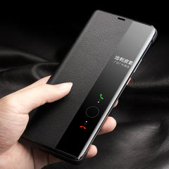 QIALINO Genuine Leather Side Window View Smart Phone Case