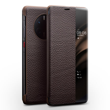 QIALINO Genuine Leather Side Window View Smart Phone Case, For Huawei Mate 50 Pro, For Huawei Mate 50, For Huawei Mate X2, For Huawei P30, For Huawei P50, For Huawei P50 Pro