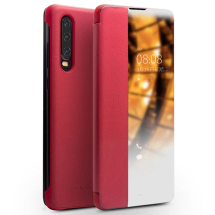 QIALINO Genuine Leather Side Window View Smart Phone Case, For Huawei Mate 50 Pro, For Huawei Mate 50, For Huawei Mate X2, For Huawei P30, For Huawei P50, For Huawei P50 Pro