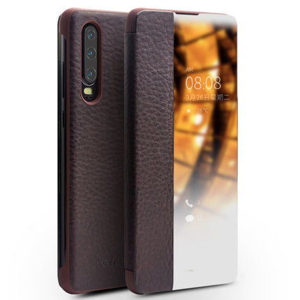 QIALINO Genuine Leather Side Window View Smart Phone Case, For Huawei Mate 50 Pro, For Huawei Mate 50, For Huawei Mate X2, For Huawei P30, For Huawei P50, For Huawei P50 Pro