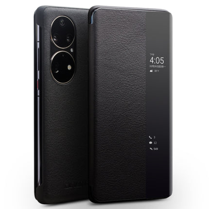 QIALINO Genuine Leather Side Window View Smart Phone Case, For Huawei Mate 50 Pro, For Huawei Mate 50, For Huawei Mate X2, For Huawei P30, For Huawei P50, For Huawei P50 Pro