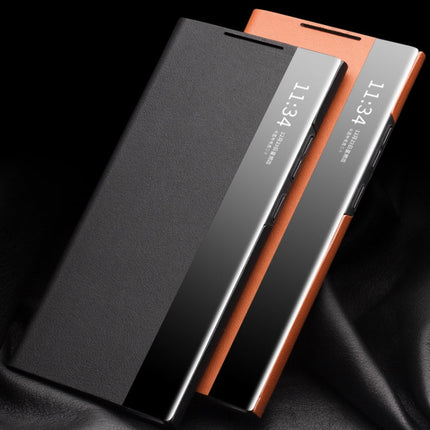 QIALINO Genuine Leather Side Window View Smart Phone Case, For Samsung Galaxy Note20 Ultra, For Samsung Galaxy S21 5G, For Samsung Galaxy S21+ 5G