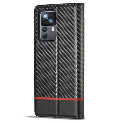 LC.IMEEKE Carbon Fiber Texture Flip Leather Phone Case, For Xiaomi 12T/12T Pro/Redmi K50 Ultra