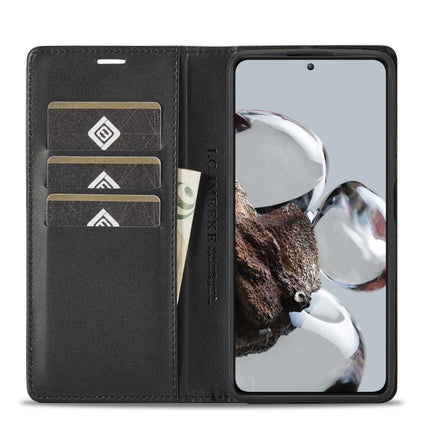 LC.IMEEKE Carbon Fiber Texture Flip Leather Phone Case, For Xiaomi 12T/12T Pro/Redmi K50 Ultra