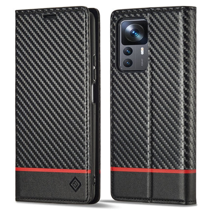LC.IMEEKE Carbon Fiber Texture Flip Leather Phone Case, For Xiaomi 12T/12T Pro/Redmi K50 Ultra