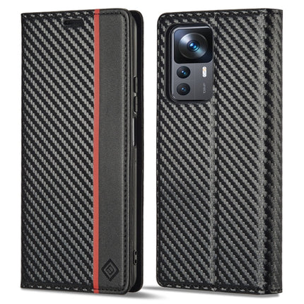 LC.IMEEKE Carbon Fiber Texture Flip Leather Phone Case, For Xiaomi 12T/12T Pro/Redmi K50 Ultra
