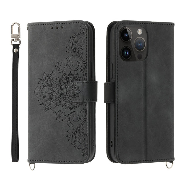 Skin-feel Flowers Embossed Wallet Leather Phone Case, For iPhone 13 Pro Max, For iPhone 13 Pro, For iPhone 13, For iPhone 13 mini