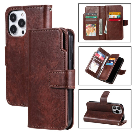 9 Card Tri-Fold Wallets Leather Phone Case, For iPhone 14, For iPhone 14 Plus, For iPhone 14 Pro, For iPhone 14 Pro Max