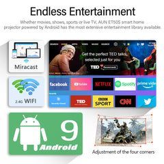 AUN ET50 4 inch 180 Lumens 1920x1080P Smart LED Mini Projector, US Plug