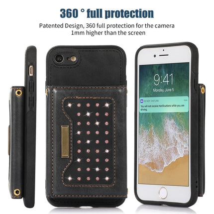 Three-fold RFID Leather Phone Case with Lanyard, For iPhone 6/6s, For iPhone 6 Plus, For iPhone 7/8/SE 2020/SE 2022, For iPhone 7 Plus/8 Plus