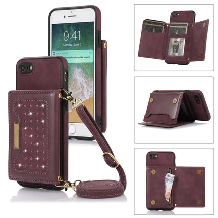 Three-fold RFID Leather Phone Case with Lanyard, For iPhone 6/6s, For iPhone 6 Plus, For iPhone 7/8/SE 2020/SE 2022, For iPhone 7 Plus/8 Plus
