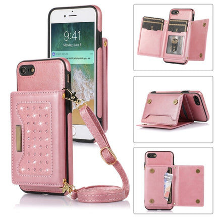 Three-fold RFID Leather Phone Case with Lanyard, For iPhone 6/6s, For iPhone 6 Plus, For iPhone 7/8/SE 2020/SE 2022, For iPhone 7 Plus/8 Plus