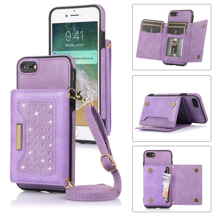 Three-fold RFID Leather Phone Case with Lanyard, For iPhone 6/6s, For iPhone 6 Plus, For iPhone 7/8/SE 2020/SE 2022, For iPhone 7 Plus/8 Plus
