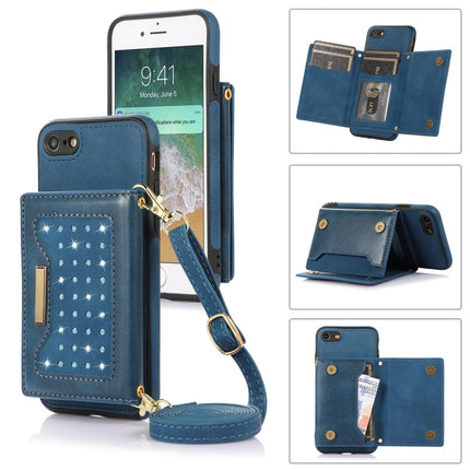 Three-fold RFID Leather Phone Case with Lanyard, For iPhone 6/6s, For iPhone 6 Plus, For iPhone 7/8/SE 2020/SE 2022, For iPhone 7 Plus/8 Plus