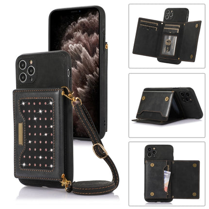 Three-fold RFID Leather Phone Case with Lanyard, For iPhone 11, For iPhone 12, For iPhone 11 Pro, For iPhone 11 Pro Max