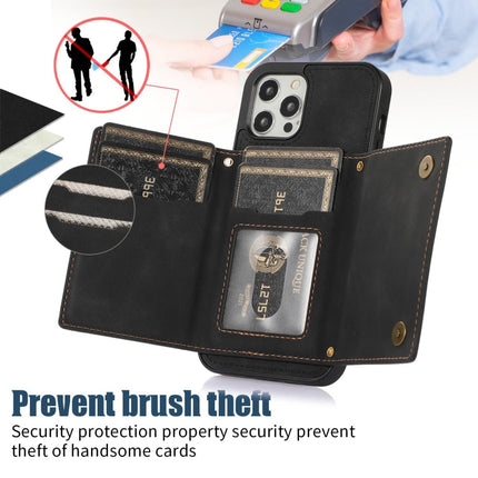 Three-fold RFID Leather Phone Case with Lanyard, For iPhone 12 Pro Max, For iPhone 13, For iPhone 13 Mini, For iPhone 13 Pro