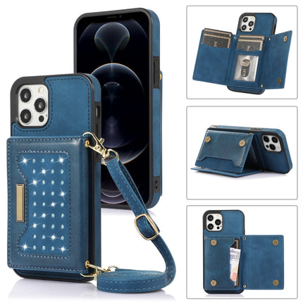Three-fold RFID Leather Phone Case with Lanyard, For iPhone 12 Pro Max, For iPhone 13, For iPhone 13 Mini, For iPhone 13 Pro