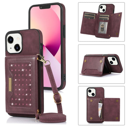 Three-fold RFID Leather Phone Case with Lanyard, For iPhone 12 Pro Max, For iPhone 13, For iPhone 13 Mini, For iPhone 13 Pro