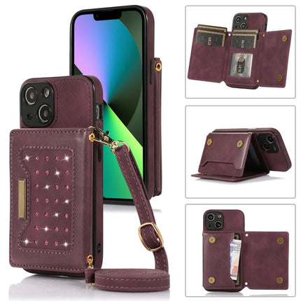 Three-fold RFID Leather Phone Case with Lanyard, For iPhone 12 Pro Max, For iPhone 13, For iPhone 13 Mini, For iPhone 13 Pro