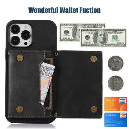 Three-fold RFID Leather Phone Case with Lanyard, For iPhone 13 Pro Max, For iPhone 14, For iPhone 14 Plus, For iPhone 14 Pro