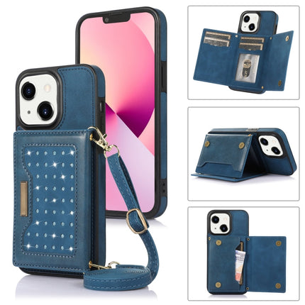 Three-fold RFID Leather Phone Case with Lanyard, For iPhone 13 Pro Max, For iPhone 14, For iPhone 14 Plus, For iPhone 14 Pro
