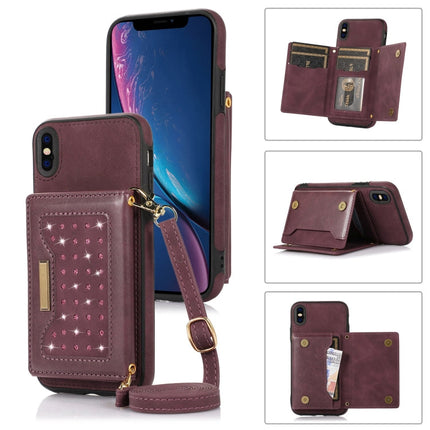 Three-fold RFID Leather Phone Case with Lanyard, For iPhone 14 Pro Max, For iPhone XR, For iPhone XS, For iPhone XS Max