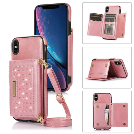 Three-fold RFID Leather Phone Case with Lanyard, For iPhone 14 Pro Max, For iPhone XR, For iPhone XS, For iPhone XS Max