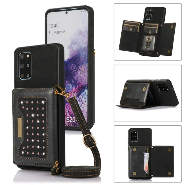 Three-fold RFID Leather Phone Case with Lanyard, For Samsung Galaxy S20+, For Samsung Galaxy S20 FE, For Samsung Galaxy S21, For Samsung Galaxy S22