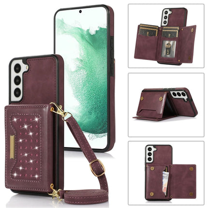 Three-fold RFID Leather Phone Case with Lanyard, For Samsung Galaxy S21 Ultra, For Samsung Galaxy S22+, For Samsung Galaxy S21+, For Samsung Galaxy S21 FE