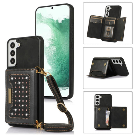 Three-fold RFID Leather Phone Case with Lanyard, For Samsung Galaxy S21 Ultra, For Samsung Galaxy S22+, For Samsung Galaxy S21+, For Samsung Galaxy S21 FE