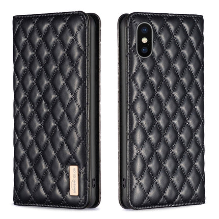 Diamond Lattice Magnetic Leather Flip Phone Case, For iPhone SE 2022 / SE 2020 / 8 / 7, For iPhone XS Max, For iPhone XS / X, For iPhone XR