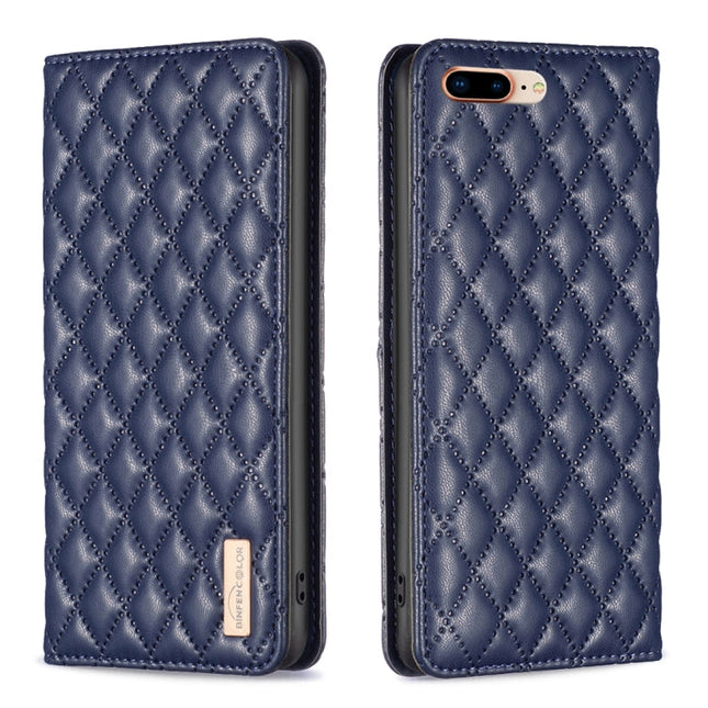 Diamond Lattice Magnetic Leather Flip Phone Case, For iPhone 8 Plus / 7 Plus