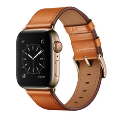 Classic Cowhide Genuine Leather Watch Band, For Apple Watch Ultra 49mm / Series 8&7 45mm / SE 2&6&SE&5&4 44mm / 3&2&1 42mm, For Apple Watch Series 8&7 41mm / SE 2&6&SE&5&4 40mm / 3&2&1 38mm