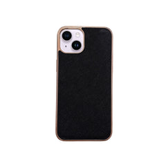 Nano Electroplating Cross Texture Genuine Leather Phone Case, For iPhone 14 Pro Max, For iPhone 14 Pro, For iPhone 14, For iPhone 14 Plus, For iPhone 13 Pro Max, For iPhone 13 Pro