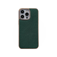 Nano Electroplating Cross Texture Genuine Leather Phone Case, For iPhone 14 Pro Max, For iPhone 14 Pro, For iPhone 14, For iPhone 14 Plus, For iPhone 13 Pro Max, For iPhone 13 Pro