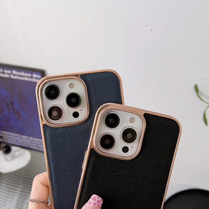 Nano Electroplating Cross Texture Genuine Leather Phone Case, For iPhone 13, For Google Pixel 6 Pro, For Google Pixel 6, For Google Pixel 6a, For Google Pixel 7 5G, For Samsung Galaxy A13 4G