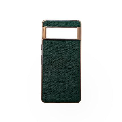 Nano Electroplating Cross Texture Genuine Leather Phone Case, For iPhone 13, For Google Pixel 6 Pro, For Google Pixel 6, For Google Pixel 6a, For Google Pixel 7 5G, For Samsung Galaxy A13 4G