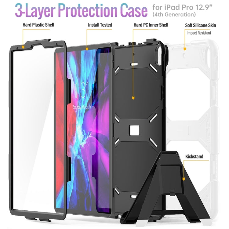 For iPad Pro 12.9 inch (2020) Shockproof Colorful Silicon + PC Protective Case with Holder & Shoulder Strap & Hand Strap & Pen Slot, For iPad Pro 12.9 inch (2020)